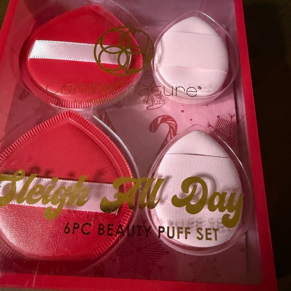 Beauty puff set make up application 6 piece beauty puff set new 6 pcs pink/red - Picture 2 of 3